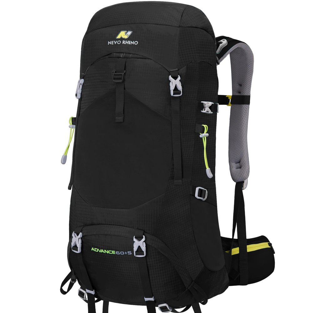 N NEVO RHINO Internal Frame Hiking Backpack 50/60/65/70/80L, Mountain Climbing Camping Backpack Daypack Waterproof Rain Cover