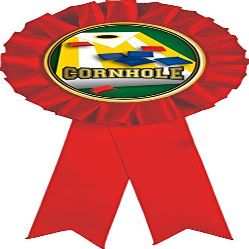 Cornhole Red Rosette Ribbon, Cornhole Trophy Ribbon Award Prize, 10 Pack Prime