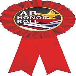 AB Honor Roll Red Rosette Ribbon, Honor Roll Trophy Ribbon Award Prize, 50 Pack Prime