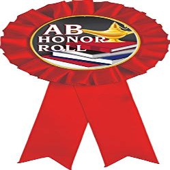 AB Honor Roll Red Rosette Ribbon, Honor Roll Trophy Ribbon Award Prize, 50 Pack Prime