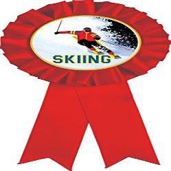 Skiing Red Rosette Ribbon, Skiing Trophy Ribbon Award Prize, 50 Pack Prime