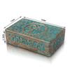 Great Birthday Gift Handmade Decorative Wooden Jewelry Box With Tree Of Life Carving Jewelry Organizer Keepsake Box Treasure Chest Trinket Holder Watch Box Storage Box Housewarming Gifts (Blue) view 2