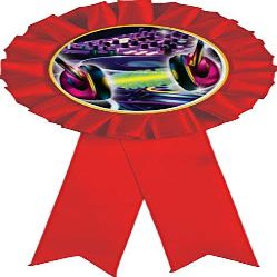 DJ Turn Tables Red Rosette Ribbon, DJ Music Trophy Ribbon Award Prize, 100 Pack Prime