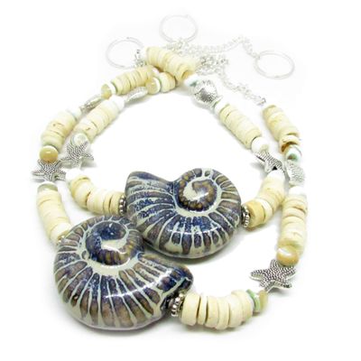 Ceramic Seashell Curtain Tie Backs - Beach Curtain Tiebacks - Set of Drapery Tiebacks