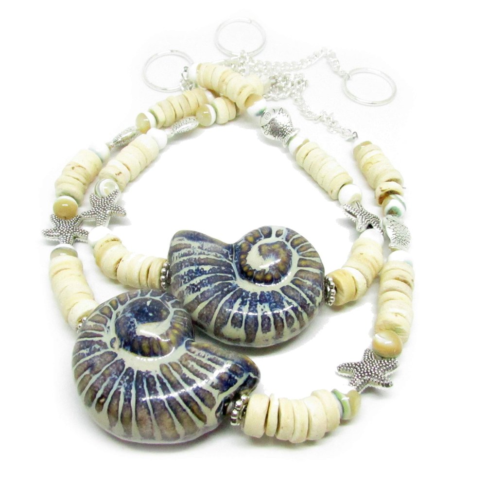 Ceramic Seashell Curtain Tie Backs - Beach Curtain Tiebacks - Set of Drapery Tiebacks