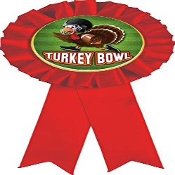 Turkey Bowl Red Rosette Ribbon, Turkey Bowl Trophy Ribbon Award Prize, 50 Pack Prime