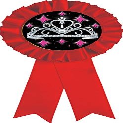 Beauty Queen Red Rosette Ribbon, Princess Tiara Pageant Trophy Ribbon Award Prize, 50 Pack Prime