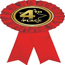 4th Place Red Rosette Ribbon, Fourth Place Trophy Ribbon Award Prize, 50 Pack Prime