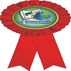 Geography Red Rosette Ribbon, Kids Education Trophy Ribbon Award Prize, 100 Pack