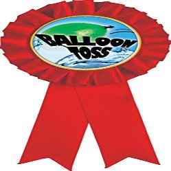 Balloon Toss Red Rosette Ribbon, Water Balloon Toss Trophy Ribbon Award Prize, 50 Pack Prime