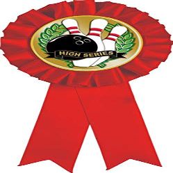Bowling Red Rosette Ribbon, Bowling High Series Trophy Ribbon Award Prize, 50 Pack Prime