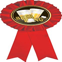 Beer Pong Red Rosette Ribbon, Beer Pong Trophy Ribbon Award Prize, 50 Pack Prime