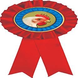 Chicken Red Rosette Ribbon, Chicken Trophy Ribbon Award Prize, 50 Pack Prime