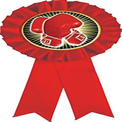 Boxing Red Rosette Ribbon, Boxing Glove Trophy Ribbon Award Prize, 100 Pack Prime