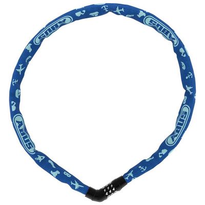 ABUS Steel-O-Chain 4804C Symbols Chain Lock - Combination Lock for Children's Bikes - ABUS Security Level 3-75 cm - Blue