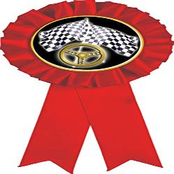 Racing Red Rosette Ribbon, Street Race Steering Wheel Trophy Ribbon Award Prize, 50 Pack Prime