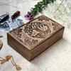Great Birthday Gifts Handmade Decorative Wooden Jewelry Box Tree Of Life Carving Jewelry Organizer Keepsake Box Treasure Chest Trinket Holder Watch Box Storage Lock Box Housewarming Gifts view 2