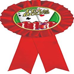 Poker Red Rosette Ribbon, Texas Holdem Poker Trophy Ribbon Award Prize, 100 Pack Prime