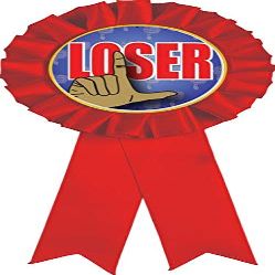 Loser Red Rosette Ribbon, Funny Last Place Trophy Ribbon Award Prize, 50 Pack Prime