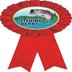 Fishing Derby Red Rosette Ribbon, Fishing Competition Trophy Ribbon Award Prize, 100 Pack Prime
