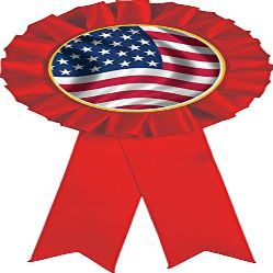 American Flag Red Rosette Ribbon, USA Flag Trophy Ribbon Award Prize, 100 Pack Prime