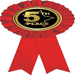 5th Place Red Rosette Ribbon, Fifth Place Trophy Ribbon Award Prize, 50 Pack Prime