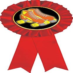 Roller Skating Red Rosette Ribbon, Roller Skates Trophy Ribbon Award Prize, 100 Pack Prime