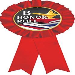 B Honor Roll Red Rosette Ribbon, Honor Roll Trophy Ribbon Award Prize, 50 Pack Prime
