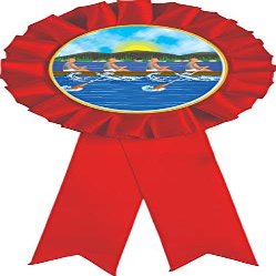 Rowing Red Rosette Ribbon, Rowing Trophy Ribbon Award Prize, 50 Pack Prime