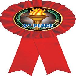 3rd Place Red Rosette Ribbon, Third Place Trophy Ribbon Award Prize, 50 Pack Prime