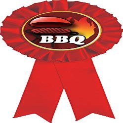 BBQ Red Rosette Ribbon, Cooking Trophy Ribbon Award Prize, 50 Pack Prime