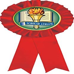 Scholar Athlete Red Rosette Ribbon, Scholar Athlete Trophy Ribbon Award Prize, 100 Pack Prime