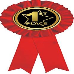 1st Place Red Rosette Ribbon, First Place Trophy Ribbon Award Prize, 20 Pack