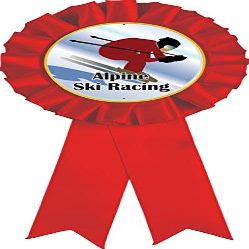 Alpine Ski Racing Red Rosette Ribbon, Downhill Skiing Trophy Ribbon Award Prize, 50 Pack Prime