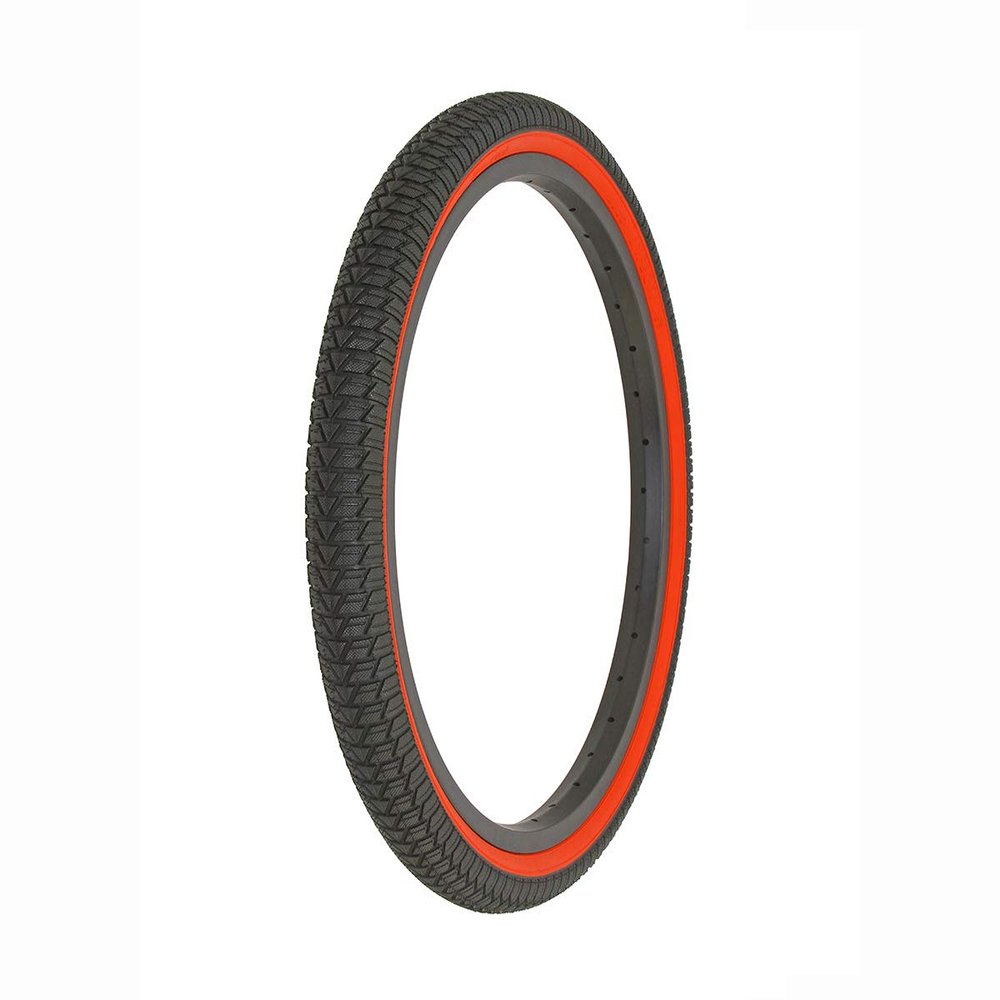 Alta Bicycle Tire Duro 20" x 1.75" Bike Black/Color Side Wall Tire Vendetta Tread, Multiple Colors (Black/Red Sidewall)
