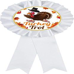 Turkey Trot White Rosette Ribbon Award, Turkey Trot Trophy Ribbon Prize, 50 Pack Prime