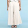 Lock and Love LL Womens Washed Linen Casual Loose Wide Leg Pants Pocket Pant with Draw String S White view 3