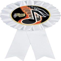 Music Note White Rosette Ribbon Award, Musical Trophy Ribbon Prize, 100 Pack