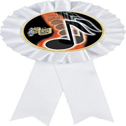 Music Note White Rosette Ribbon Award, Musical Trophy Ribbon Prize, 100 Pack
