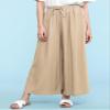 Lock and Love LL Womens Washed Linen Casual Loose Wide Leg Pants Pocket Pant with Draw String M Beige view 2