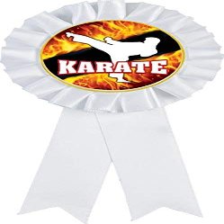 Karate White Rosette Ribbon Award, Karate Martial Arts Trophy Ribbon Prize, 50 Pack Prime