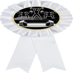 Bodybuilding White Rosette Ribbon Award, Weightlifting Trophy Ribbon Prize, 50 Pack Prime