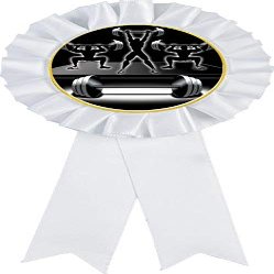 Bodybuilding White Rosette Ribbon Award, Weightlifting Trophy Ribbon Prize, 50 Pack Prime