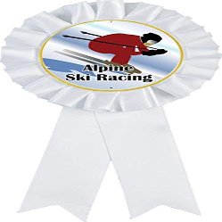 Alpine Ski Racing White Rosette Ribbon Award, Downhill Skiing Trophy Ribbon Prize, 50 Pack Prime