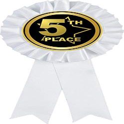 5th Place White Rosette Ribbon Award, Fifth Place Trophy Ribbon Prize, 50 Pack Prime