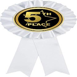 5th Place White Rosette Ribbon Award, Fifth Place Trophy Ribbon Prize, 50 Pack Prime