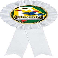 Cornhole White Rosette Ribbon Award, Cornhole Trophy Ribbon Prize, 50 Pack Prime