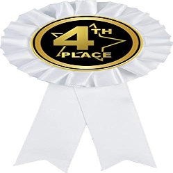 4th Place White Rosette Ribbon Award, Fourth Place Trophy Ribbon Prize, 50 Pack Prime
