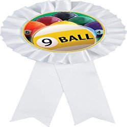 Billiards White Rosette Ribbon Award, 9 Ball Billiards Pool Trophy Ribbon Prize, 50 Pack Prime
