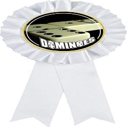Dominoes White Rosette Ribbon Award, Dominoe Games Trophy Ribbon Prize, 100 Pack Prime